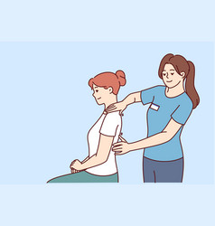 Woman Physiotherapist Gives Massage To Patient