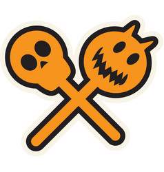 Halloween Skull And Pumpkin Lollipops Sticker