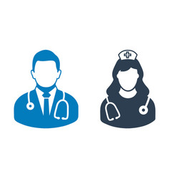 Male Doctor And Nurse Icon Flat Style Eps