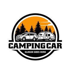 Suv Car With Camper Trailler Logo