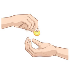 Hands Giving Receiving Charity Donation Coin