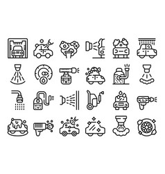 High Pressure Washer Icons Set Outline Car