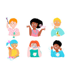 Kids Dental Care And Teeth Health Cute Characters