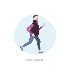 Old Woman Running In Winter Cold Season Handdrawn