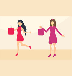 Two Women Holding A Shop Bag Fashion Characters