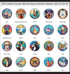 300 Colorful Circular Stained Glass Animals