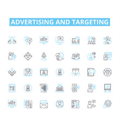 Advertising And Targeting Linear Icons Set