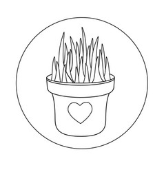 Flower Pot With Grass Icon