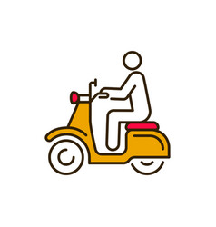 Person Rides Scooter Color Line Icon City