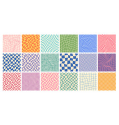 Groovy Checkered Pattern Colorful Distorted Tiled