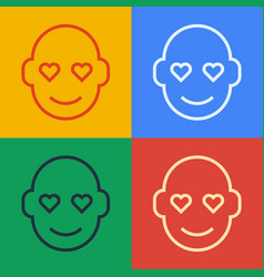 Pop Art Line Romantic Man Icon Isolated On Color