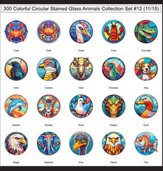 300 Colorful Circular Stained Glass Animals