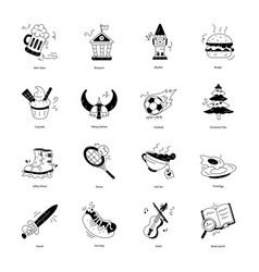 Collection Of United Kingdom Doodle Icons