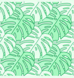 Outline Monstera Silhouettes Seamless Pattern