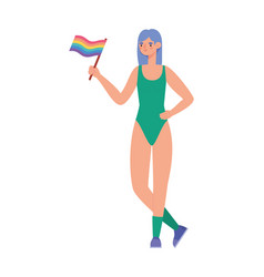 Woman Holding A Lgbtq Flag