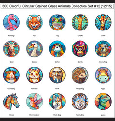 300 Colorful Circular Stained Glass Animals