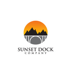 Dock Sunset View Logo Design Template