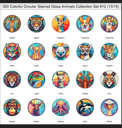 300 Colorful Circular Stained Glass Animals