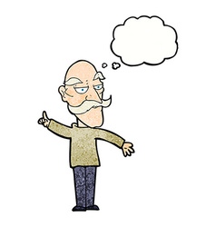 Cartoon Old Man Telling Story With Thought Bubble