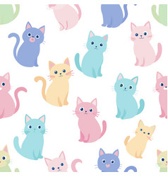 Cute Cats Art Seamless Pattern Background