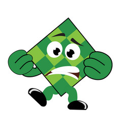 Isolated Green Square Cartoon Character On A White