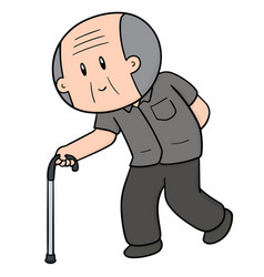 Old Man Using Cane