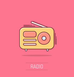 Radio Icon In Comic Style Fm Broadcast Cartoon