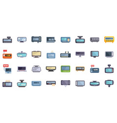 Taximeter Icons Set Flat Auto Trip