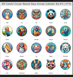 300 Colorful Circular Stained Glass Animals