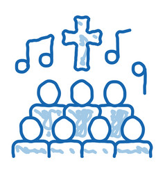 Church Choir Singing Song Concert Doodle Icon Hand