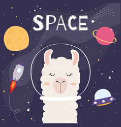 Cute Llama In Space