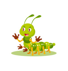 Happy Cute Caterpillar Cartoon Character