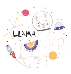 Cute Llama In Space