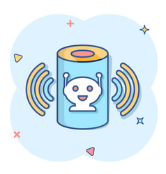 Voice Assistant Icon In Comic Style Smart Home