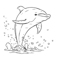 Dolphin Swimming In The Ocean Coloring Book For