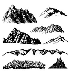 Set Of Mountains Hand Drawn