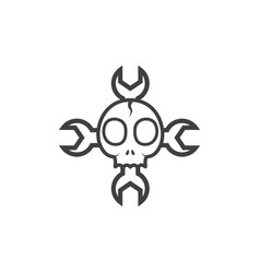 Skull With Cross Wrench Logo Design Graphic