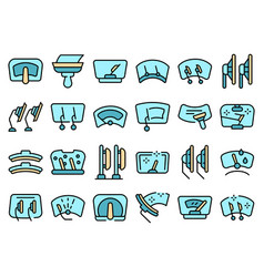 Windshield Wiper Icons Set Flat