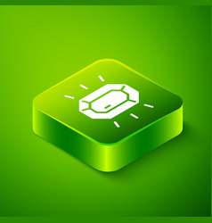 Isometric Diamond Icon Isolated On Green