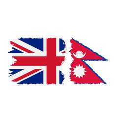 Nepal And Uk Grunge Flags Connection