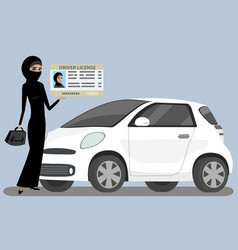 Arabic Woman With Driving License And Modern White