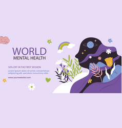 Flat World Mental Health Day Sale Banner Template