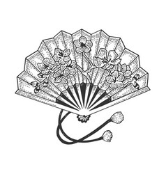 Japanese Hand Fan Sketch Engraving