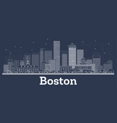 Outline Boston Massachusetts City Skyline