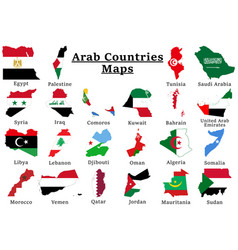 Set Of Arab Countries National Flag Maps