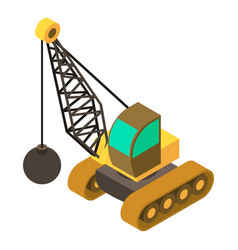 Wrecking Ball Crane Icon Isometric 3d Style