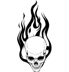 Skull falling with fire Royalty Free Vector Image