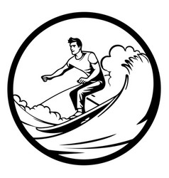 A Surfer Riding Wave Set Inside Circle