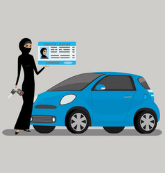 Arabic Woman With Driving License And Car Key