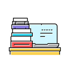 Laptop Books Online Learning Platform Color Icon